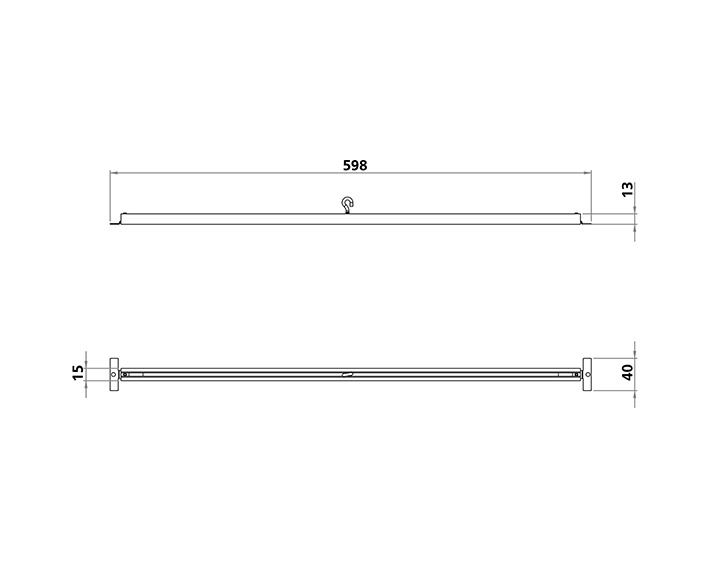 Bärskena 600mm för T-profil Svart